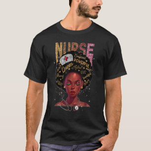 Black Woman Nurse Afro Retro Cool Black History Mo T-Shirt