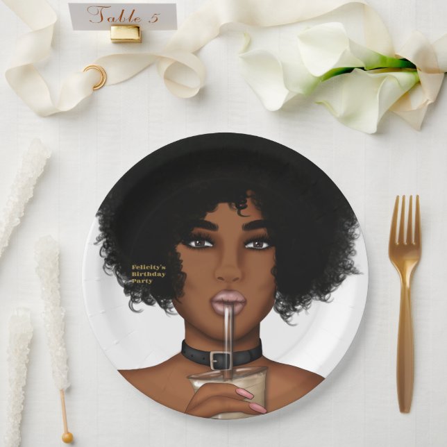 Black Woman Paper Plate (Wedding)
