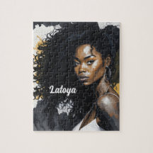 Black woman Personalised Jigsaw Puzzle