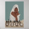 Black woman playing chess, boho style.