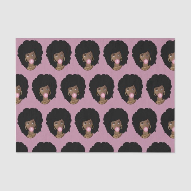 Black Woman, Popping Pink Bubble Gum, Light Purple Tissue Paper (Front)