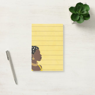 Black Woman Portrait Lined Sticky Post-it Notes