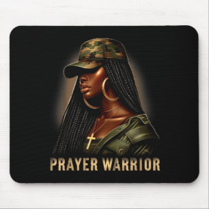 Black Woman Prayer Warrior Camo Christian Faith Em Mouse Pad