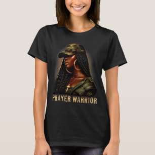 Black Woman Prayer Warrior Camo Christian Faith Em T-Shirt