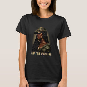 Black Woman Prayer Warrior Camo Christian Faith Em T-Shirt