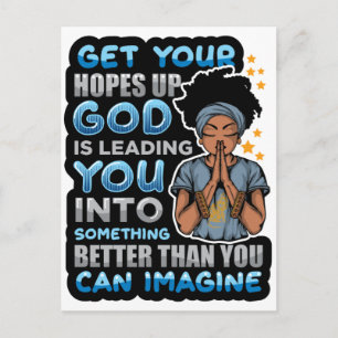 Black woman prayer warrior praying to God Holiday Postcard