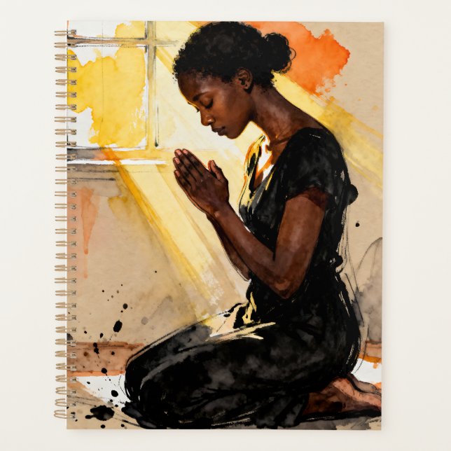 Black Woman Praying | Impasto Abstract Art Planner (Front)