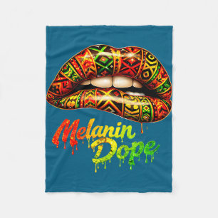 Black woman pride strong tribal lips melanin queen fleece blanket