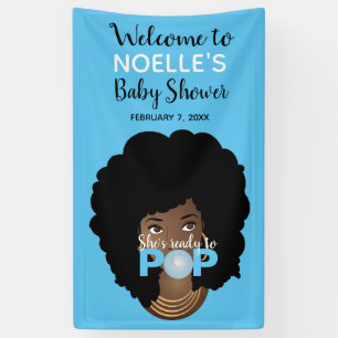 Black Woman, Ready to Pop, Bubblegum, Blue Banner
