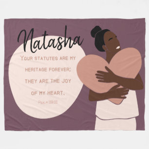Black Woman Scripture Heart Personalised Plum Fleece Blanket