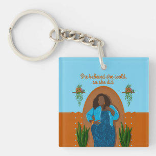 Black Woman, She Believed She Could, So She Did Key Ring