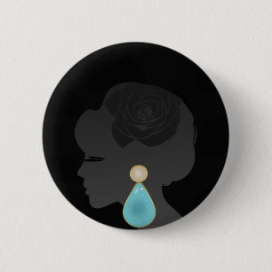 Black Woman Silhouette Dark Glamour 6 Cm Round Badge
