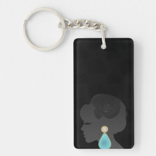 Black Woman Silhouette Dark Glamour Key Ring