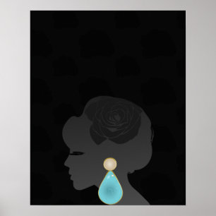 Black Woman Silhouette Dark Glamour Poster