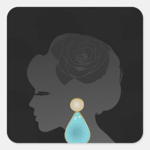 Black Woman Silhouette Dark Glamour Square Sticker