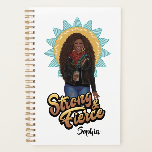 Black Woman Strong and Fierce Personalised Planner (Front)