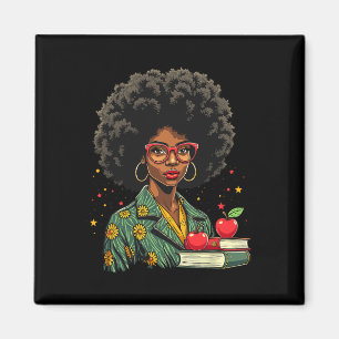 Black Woman Teacher Afro Retro Black History Month Magnet