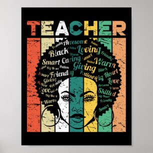 Black Woman Teacher Afro Retro Black History Month Poster