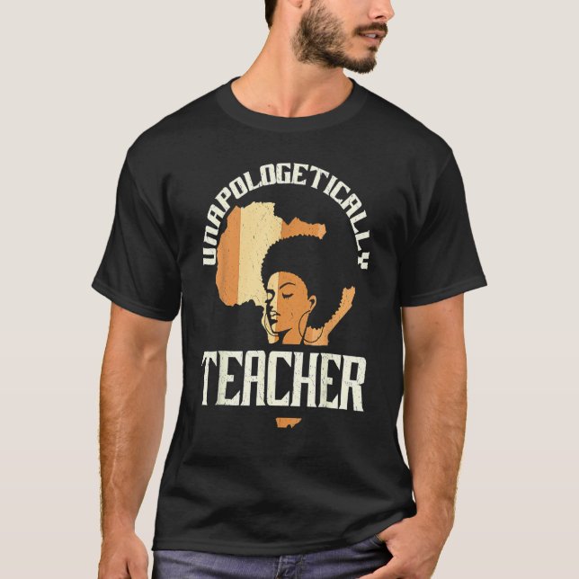 Black Woman Teacher Afro Retro Black History Month T-Shirt (Front)