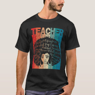 Black Woman Teacher Afro Retro Black History Month T-Shirt