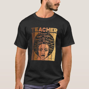 Black Woman Teacher Afro Retro Black History Month T-Shirt