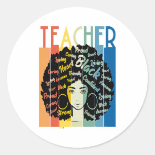 Black Woman Teacher Afro Retro Cool Black History Classic Round Sticker