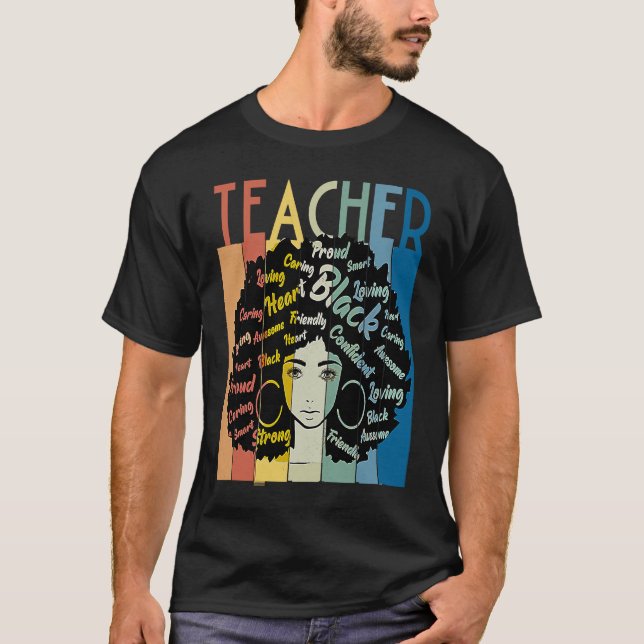 Black Woman Teacher Afro Retro Cool Black History  T-Shirt (Front)