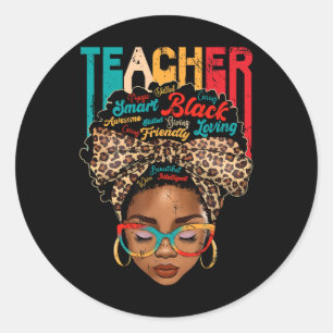 Black Woman Teacher Afro Smart African American Lo Classic Round Sticker