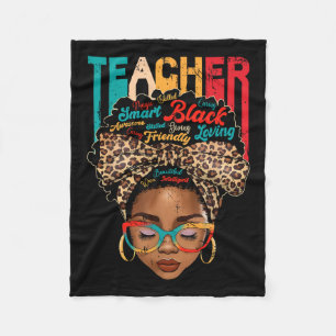 Black Woman Teacher Afro Smart African American Lo Fleece Blanket