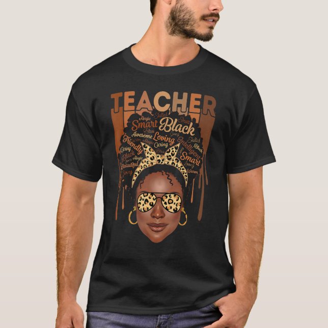 Black Woman Teacher Afro Smart African American Lo T-Shirt (Front)