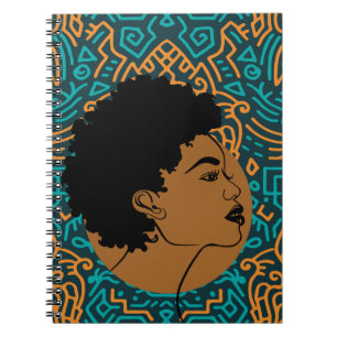Black Woman Tribal Pattern Notebook