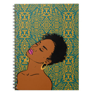 Black Woman Tribal Pattern Notebook