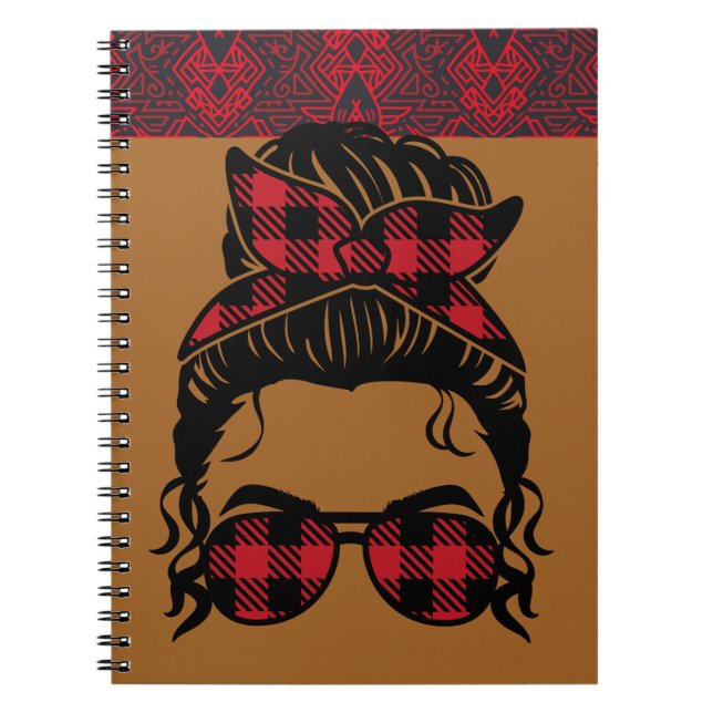 Black Woman Tribal Pattern Notebook (Front)