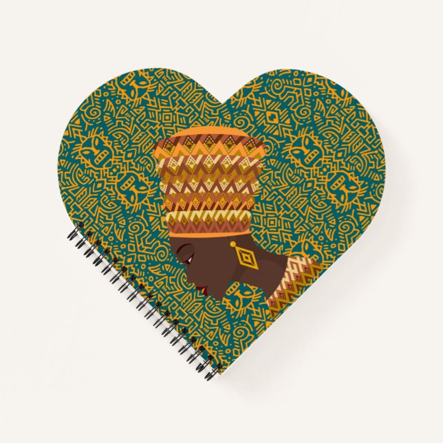 Black Woman Tribal Pattern  Notebook (Front)