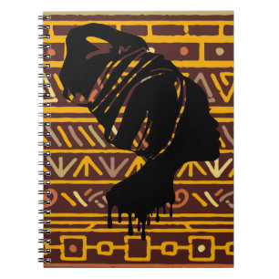 Black Woman Tribal Pattern Notebook