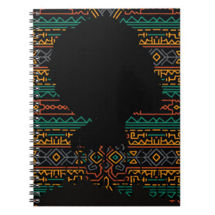 Black Woman Tribal Pattern Notebook