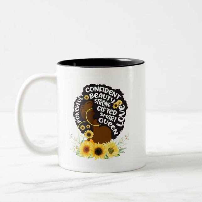 Black woman  Two-Tone coffee mug (Left)