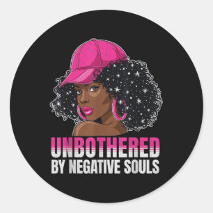 Black Woman Unbothered African American Afro Queen Classic Round Sticker
