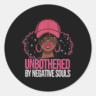 Black Woman Unbothered African American Afro Queen Classic Round Sticker