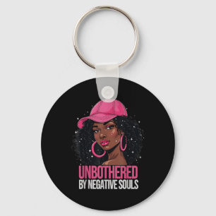 Black Woman Unbothered African American Afro Queen Key Ring