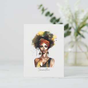 Black Woman Wearing Ethnic Headwrap Postcard
