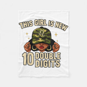 Black Woman With Cap Camo Its My Birthday African  Fleece Blanket