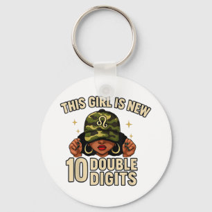 Black Woman With Cap Camo Its My Birthday African Key Ring