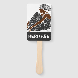 Black Woman with Head Wrap AFRICAN Heritage Hand Fan