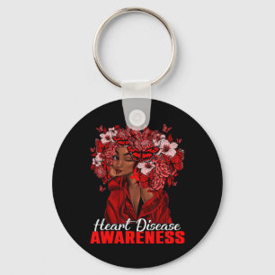 Black Woman With Red Ribbons Butterflies Hair Hear Key Ring