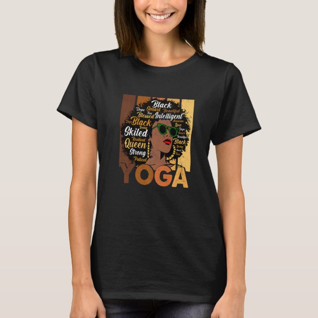 Black Woman Yoga Afro Melanin Cool Black History M T-Shirt (Front)