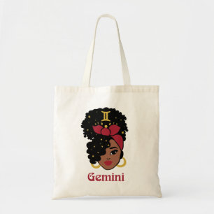 Black Woman Zodiac Gemini Tote Bag
