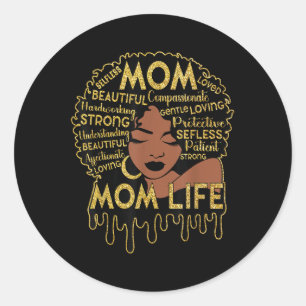 Black Women African American Black Mum Life Mother Classic Round Sticker