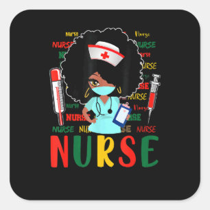 Black Women African American Nurse Black History M Square Sticker