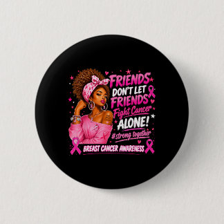 Black Women African Pink Breast Cancer Awareness 6 Cm Round Badge